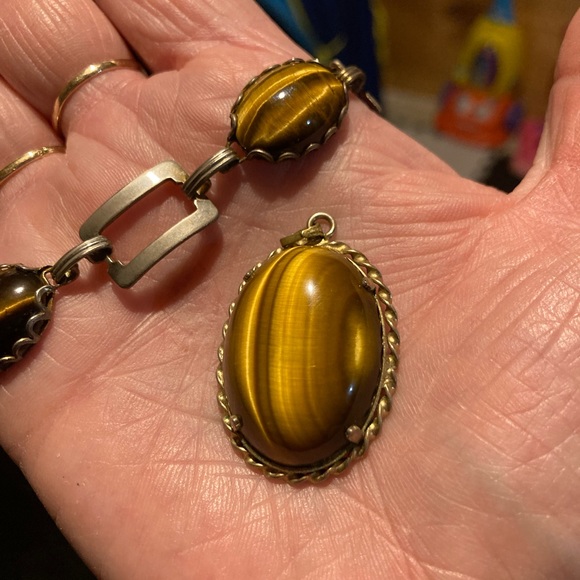 Vintage tiger eye Bracelet and pendant - Picture 3 of 3